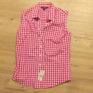 Pink check shirt vest